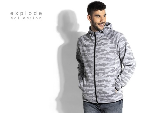 GUERILLA, unisex camouflage hooded sweatshirt, gray