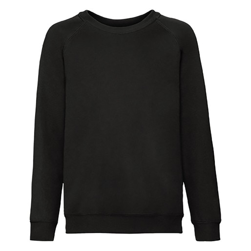 Fruit Of The Loom, Kids Classic Raglan Sweat, Kids Sweatshirt, Black, 12-13
