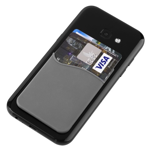POCKET, silicone card holder for phone, gray