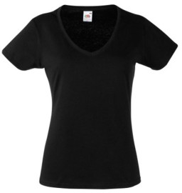 Fruit of the Loom, Ladies Valueweight V-Neck T, ženska majica kratkih rukava na V izrez, crna , XL