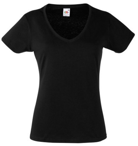 Fruit of the Loom, Ladies Valueweight V-Neck T, Women's V-neck T-shirt, Black, XL
