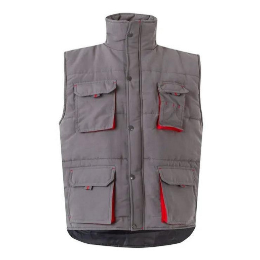 VELILLA, dvobojni prsluk sa postavom i više džepova, siva / crvena, 3XL