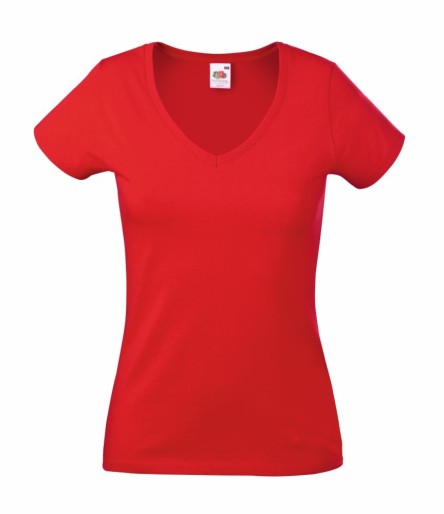 Fruit of the Loom, Ladies Valueweight V-Neck T, ženska majica kratkih rukava na V izrez, crvena ,L