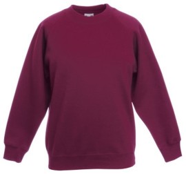 Fruit Of The Loom, Kids Classic Raglan Sweat, Kids Sweatshirt, Burgundy, 14-15