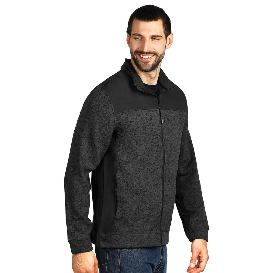JUPITER, unisex softshell and knitted fleece jacket, black
