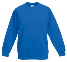 Fruit Of The Loom, Kids Classic Raglan Sweat, Kids Sweatshirt, Royal Blue, 5-6