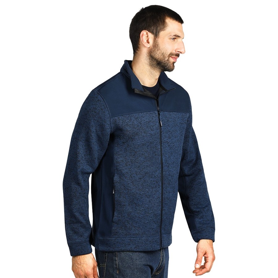 JUPITER, unisex softshell and knitted fleece jacket, blue