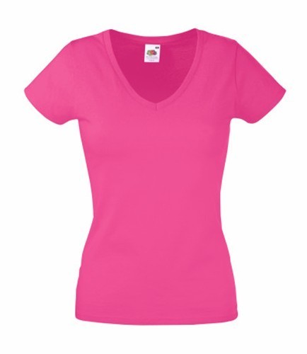 Fruit of the Loom, Ladies Valueweight V-Neck T, ženska majica kratkih rukava na V izrez, fuksija ,L
