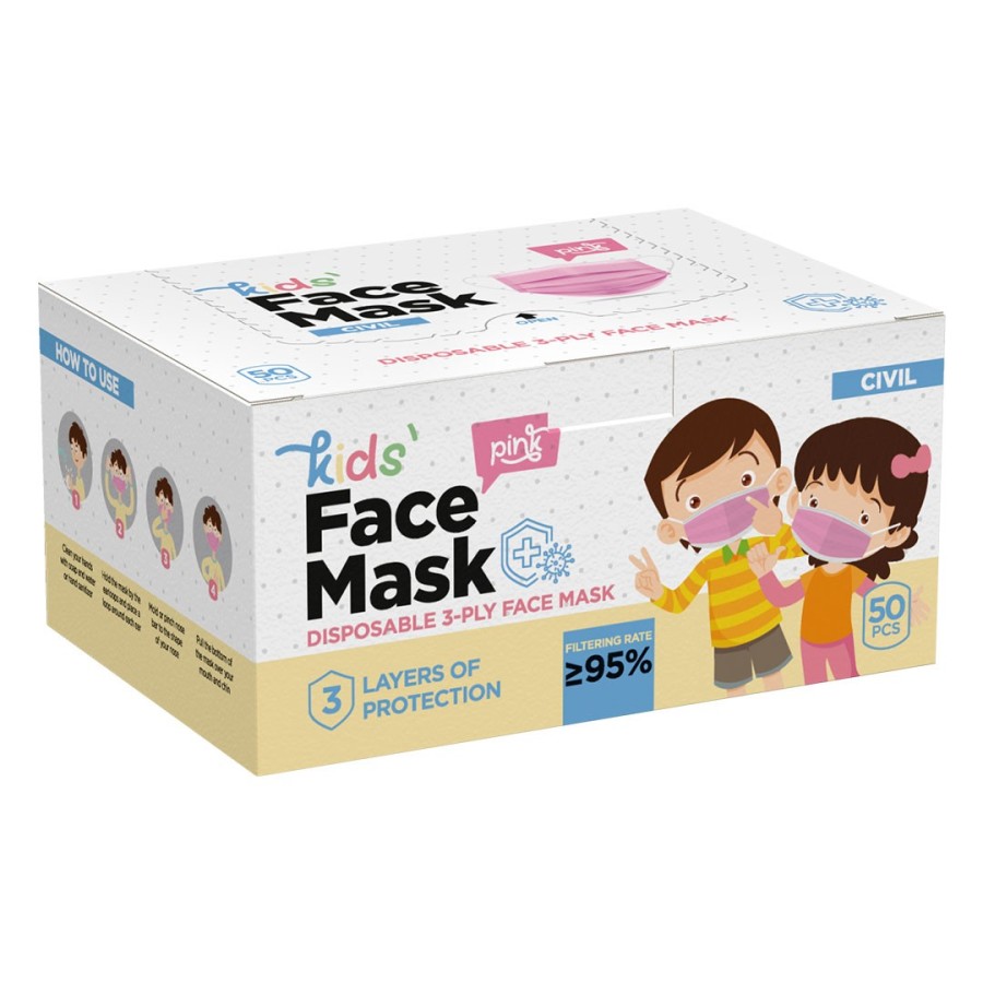 DFM KIDS 50, disposable face mask for kids, rose