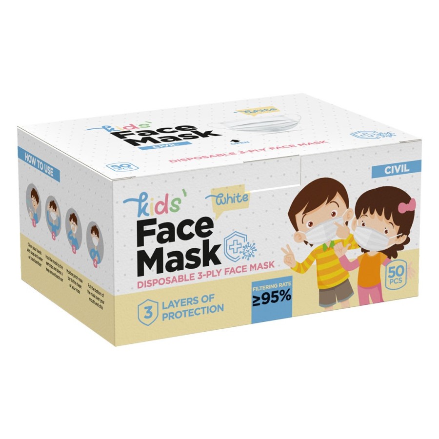 DFM KIDS 50, disposable face mask for kids, white