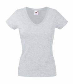 Fruit of the Loom, Ladies Valueweight V-Neck T, ženska majica kratkih rukava na V izrez,pepeljesto siva ,M