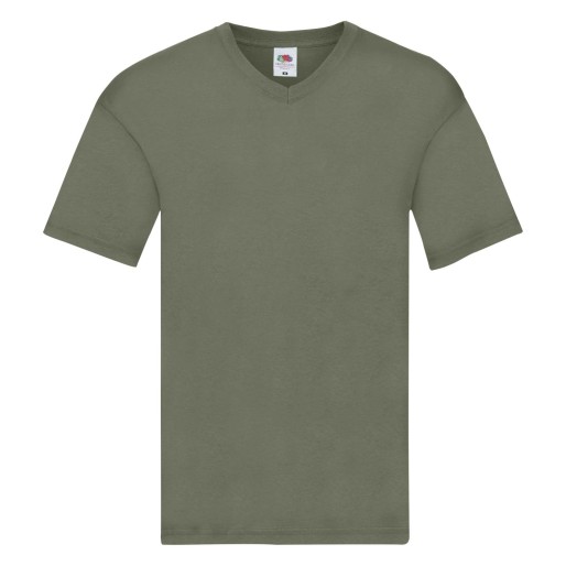 Fruit of the Loom, Original V-neck T, Men's V-neck Short Sleeve, Olive Green, S
