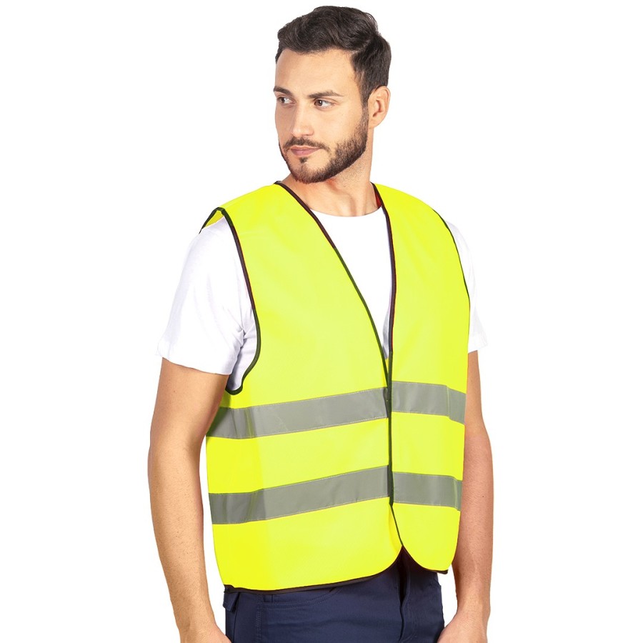 GLOW, unisex fluorescent safety reflective vest, neon yellow