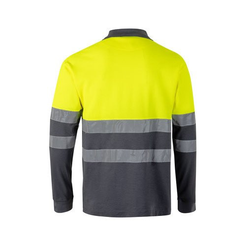 VL PLUTO. Piqué dvobojna polo majica (150g/m²) sa dugim rukavima, od pamuka (55%) i poliestera (45%)