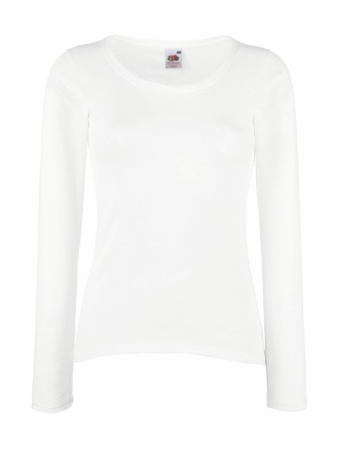 Fruit of the Loom, Ladies Valueweight Long Sleeve T, Women's Long Sleeve T-shirt, White, L