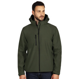 PROTECT MEN, unisex softshell jacket with detachable hood, olive