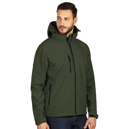PROTECT MEN, unisex softshell jacket with detachable hood, olive