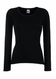 Fruit of the Loom, Ladies Valueweight Long Sleeve T, Women's Long Sleeve T-shirt, Black, XL