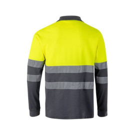 VL PLUTO LARGE. Two-tone piqué polo shirt (150g/m²) with long sleeves, in cotton (55%) and polyester (45%)