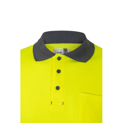 VL PLUTO LARGE. Two-tone piqué polo shirt (150g/m²) with long sleeves, in cotton (55%) and polyester (45%)