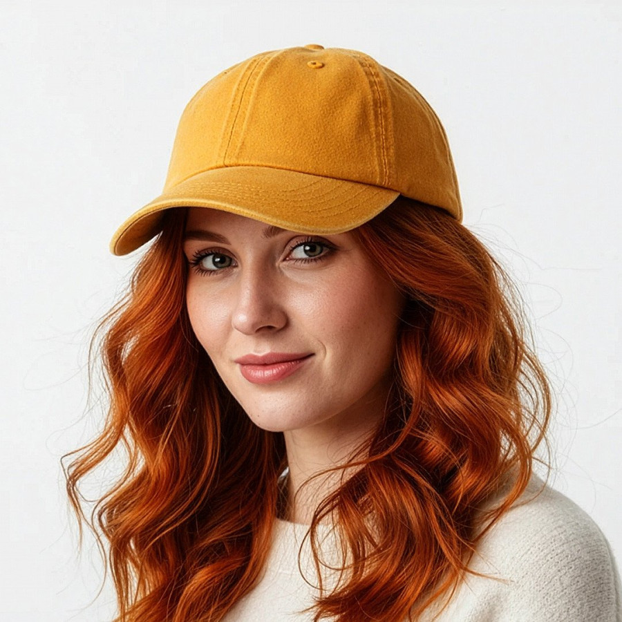 ARLO, cap, 6 panels, metal buckle closure, mustard yellow