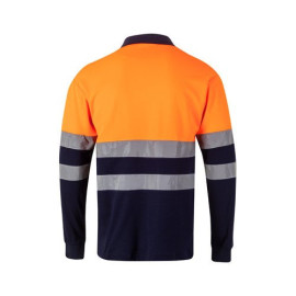 VL PLUTO LARGE. Two-tone piqué polo shirt (150g/m²) with long sleeves, in cotton (55%) and polyester (45%)