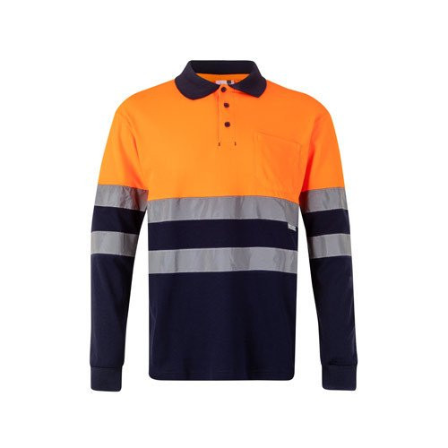 VL PLUTO LARGE. Two-tone piqué polo shirt (150g/m²) with long sleeves, in cotton (55%) and polyester (45%)