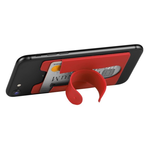 HOLD, silicon card holder and phone holder, red