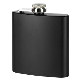 BRANDY 6, stainless steel flask, 170 ml, black