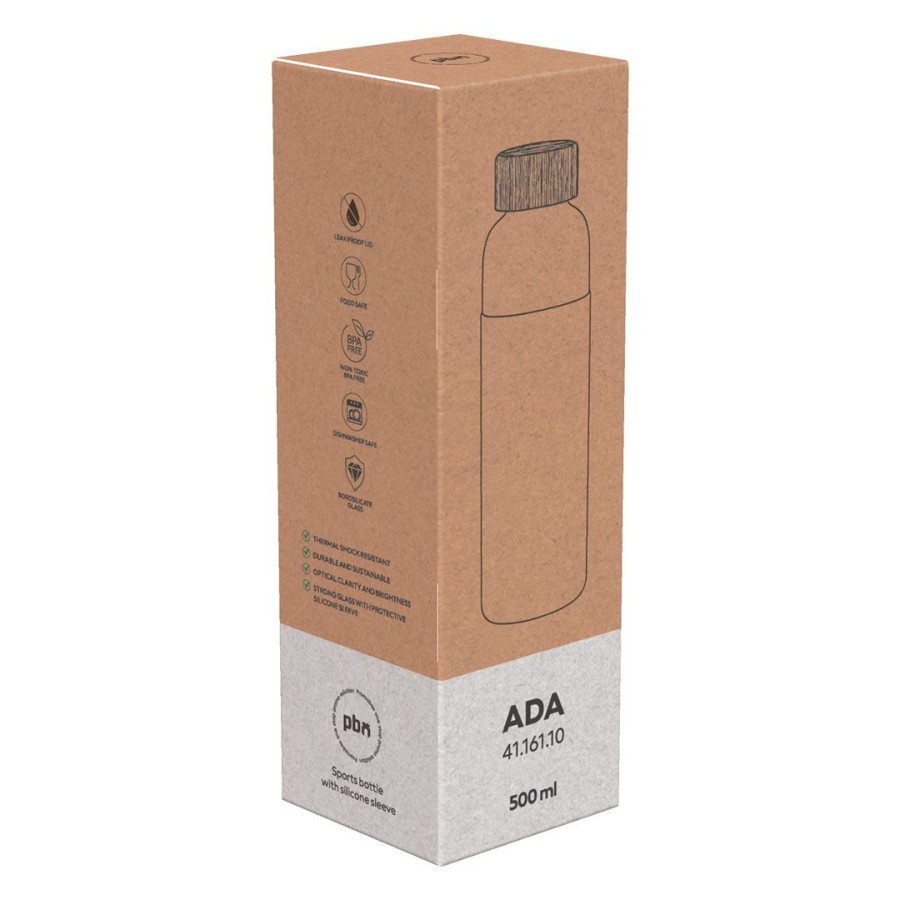 ADA, sportska boca sa silikonskom navlakom, 500 ml, crna