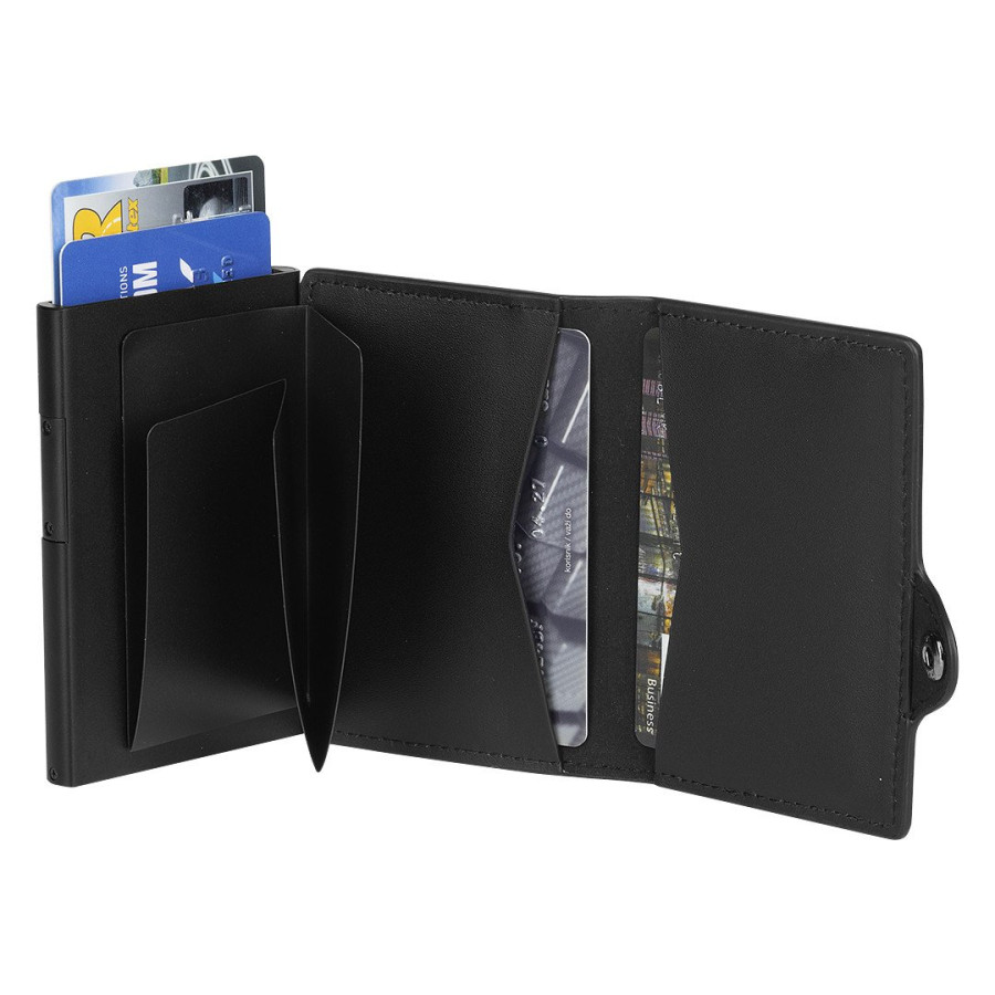 FORTIS, genuine leather wallet with rfid protection, black