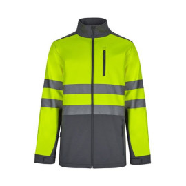 VL HESTIA. Two-tone soft shell jacket (280g/m²), in polyester (96%) and elastane (4%)