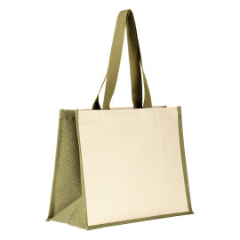 TAHITI, jute and cotton shopping bag, olive