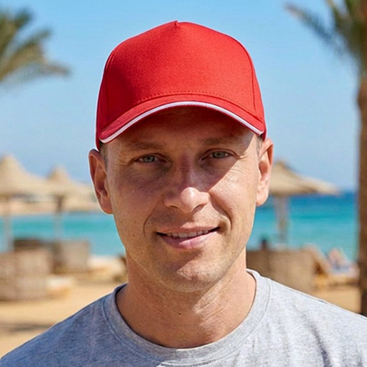 BASEBALL, kačket, 5 panela, crveni