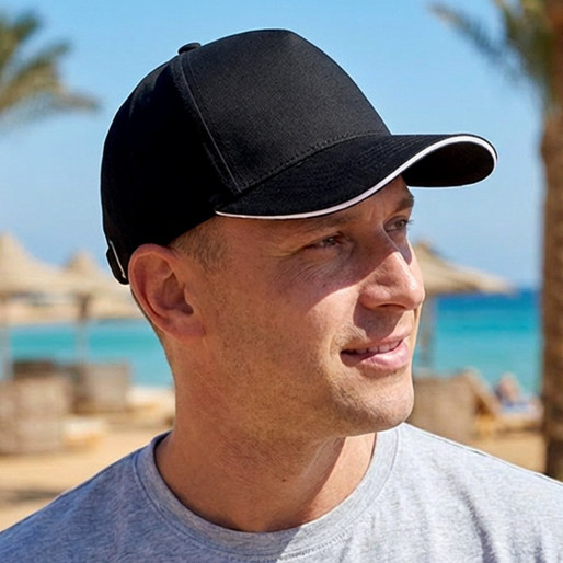 BASEBALL, kačket, 5 panela, crni