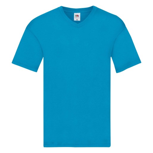Fruit of the Loom, Original V-neck T, Men's V-neck T-shirt, azure blue, XL