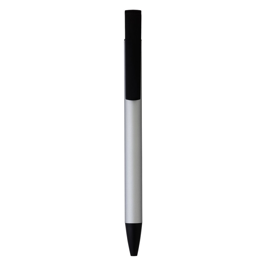 HALTER METAL, metal ball pen with mobile phone holder, silver