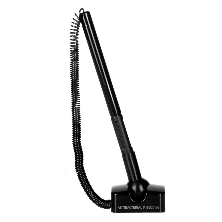 DESK AB, antibacterial plastic ball pen with stand, black