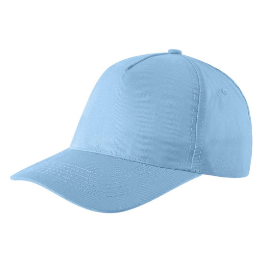 JUNIOR, kids' cap, 5 panels, cotton, light brushed, sky blue