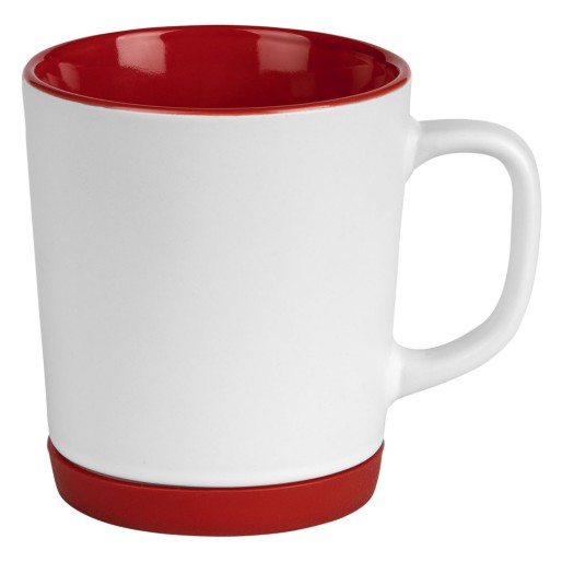 MINT, stoneware mug with silicone bottom, 300 ml, red