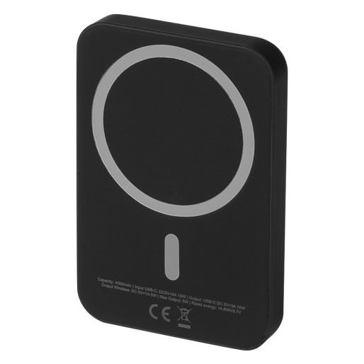 SYNC, wireless power bank with magnet, 4.000 mah, black