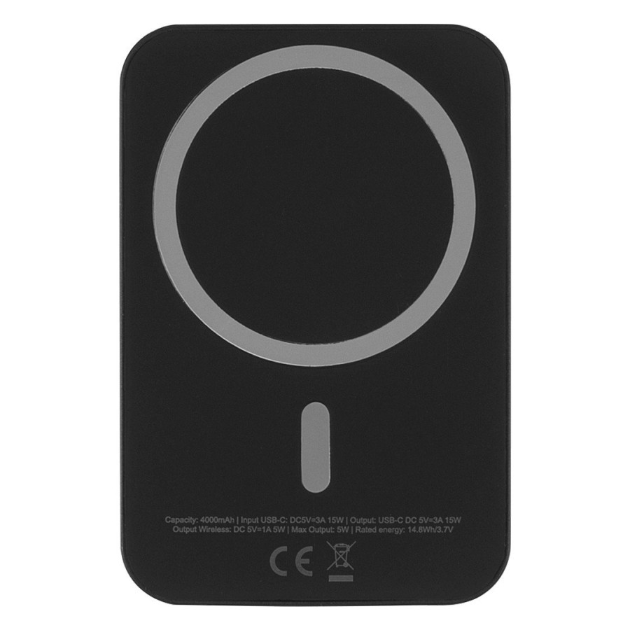 SYNC, wireless power bank with magnet, 4.000 mah, black