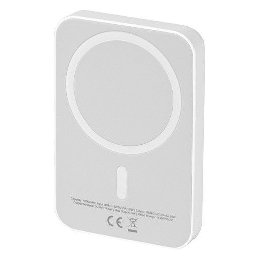 SYNC, wireless power bank with magnet, 4.000 mah, white