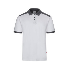 VL VELES. Two-tone stretch piqué polo shirt (200g/m²) with short sleeves, in polyester (96%) and elastane (4%)