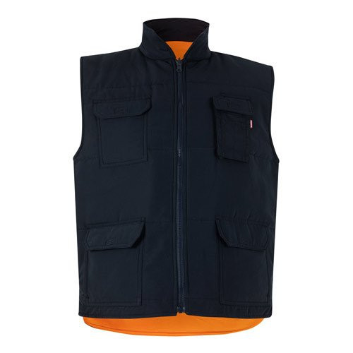 VL DIANA. Postavljeni prsluk (220g/m²), reverzibilan i sa više džepova, od poliestera (100%), sa reverzibilnim pokrivenim rajsferšlusom