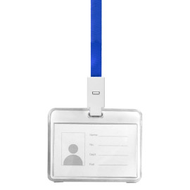 EGO, plastic id card holder with lanyard, blue