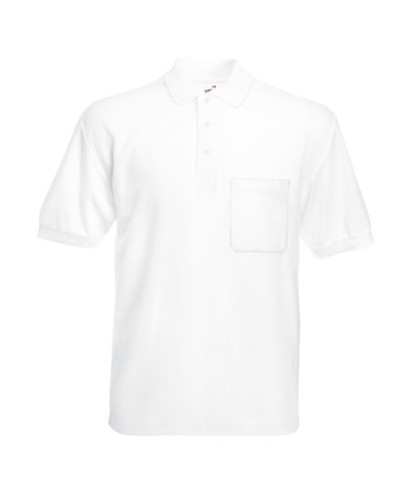 Fruit of the Loom, 65/35 Pocket Polo, Pocket Men's Polo Shirt, White, XL
