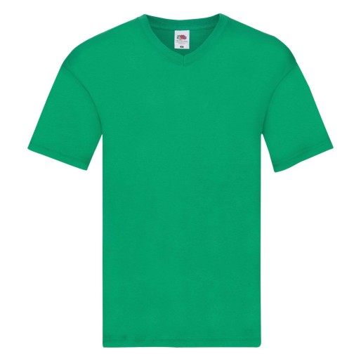 Fruit of the Loom, Original V-neck T, Men's V-neck T-shirt, kelly green, 3XL