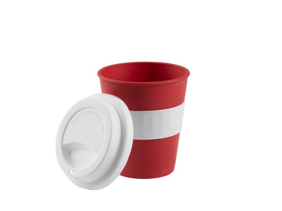 PANDA, eko šolja od bambusa i plastike, 220 ml, crvena