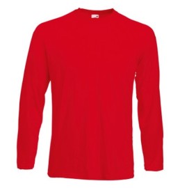 Fruit of the Loom, Valueweight, Men's Long Sleeve Cotton T-shirt, Red, XL